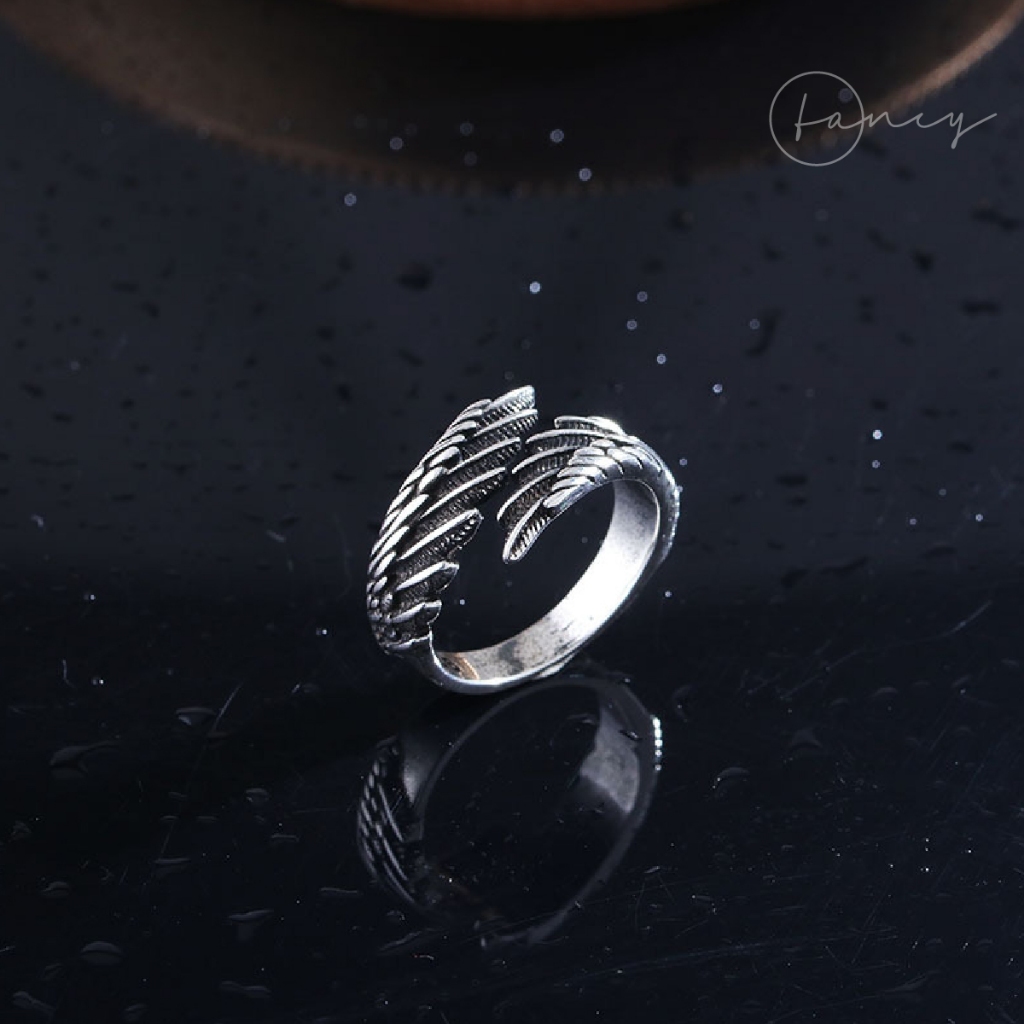 Nhẫn nam Titan hình đôi cánh cá tính Nhẫn nam free size tùy chỉnh to nhỏ s925 không gỉ Fancy_store