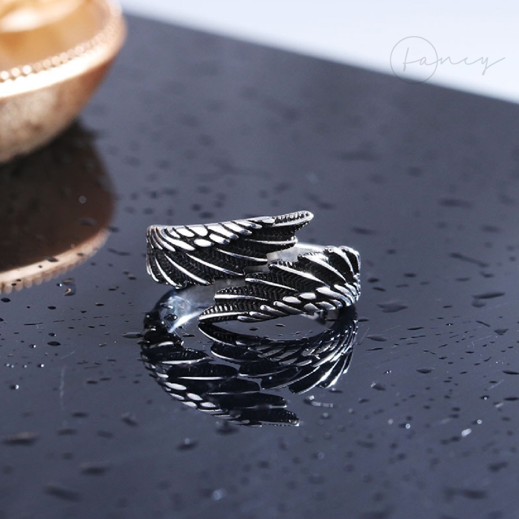 Nhẫn nam Titan hình đôi cánh cá tính Nhẫn nam free size tùy chỉnh to nhỏ s925 không gỉ Fancy_store