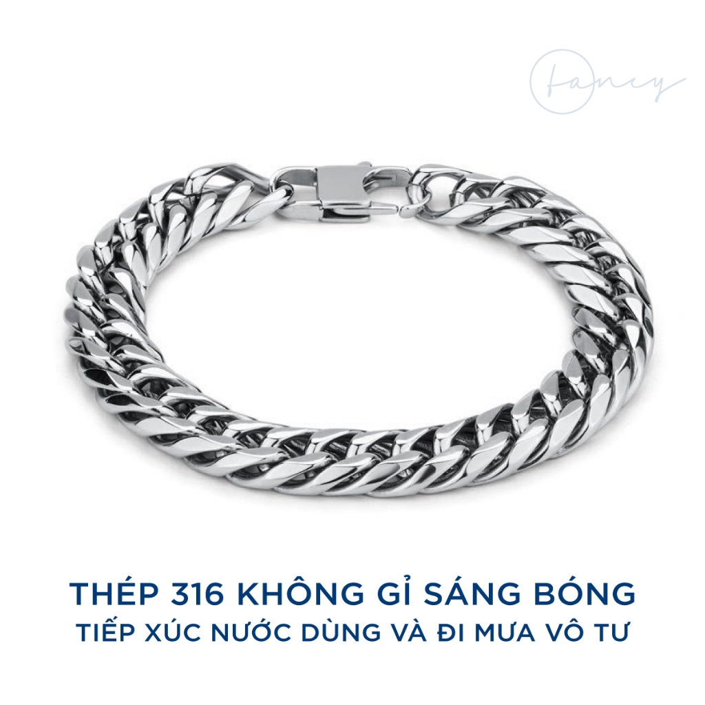 Lắc tay nam titan mắc xích cá tính, vòng tay cuban thời trang Fancy chất liệu thép cao cấp không gỉ