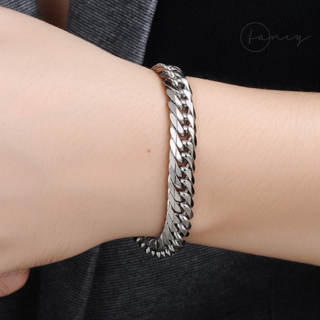 Lắc tay nam titan mắc xích cá tính, vòng tay cuban thời trang Fancy chất liệu thép cao cấp không gỉ