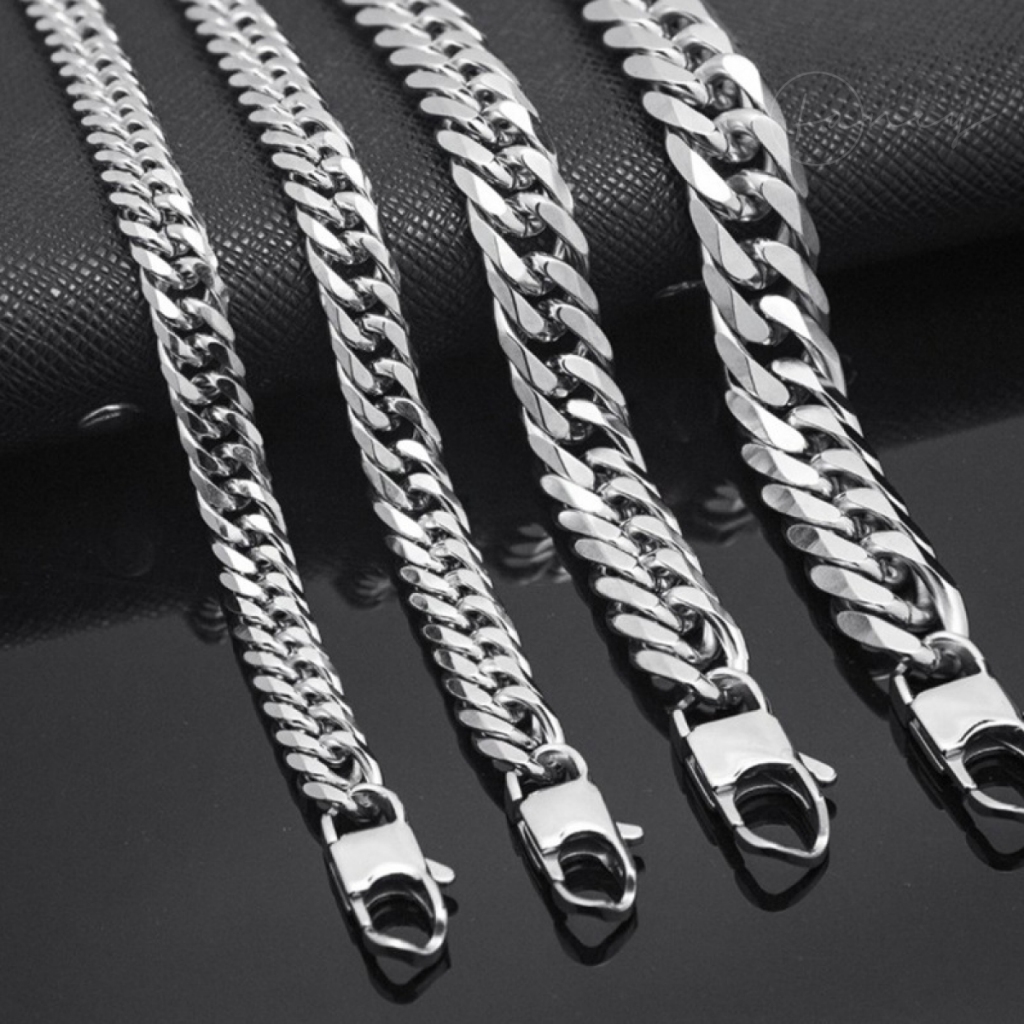 Lắc tay nam titan mắc xích cá tính, vòng tay cuban thời trang Fancy chất liệu thép cao cấp không gỉ