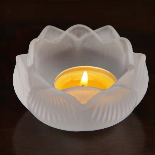 Đế Nến Hoa Sen Thuỷ Tinh Pha Lê, Chân Nến Cúng Phật, Cốc Đựng Nến Tealight Hình Hoa Sen Đặt Bàn Thờ, Trang Trí Góc An