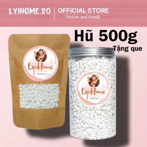 Hũ 500g sáp wax lông sữa dừa cao cấp, kèm que phết wax các vùng lông nách bikini dùng cho da nhạy cảm lyihome