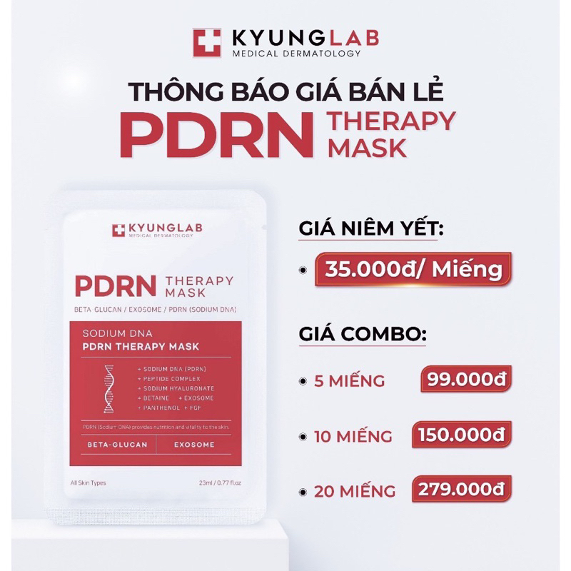 Combo 5-10-20 miếng mặt nạ KyungLab PDRN therapy Mask (23ml/miếng) - hạn 2028 Hàn Quốc  IS440