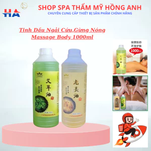 Tinh Dầu Ngải Cứu, Tinh Dầu Gừng Nóng Massage Body, Chai 1000ml Dùng Trong Masa Dưỡng Sinh