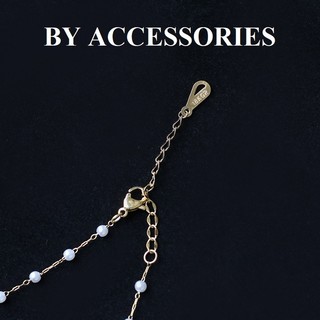 Dây chuyền titan xích phối ngọc trai nhân tạo nhỏ xinh mạ vàng 18K không gỉ WN2442 BY ACCESSORIES