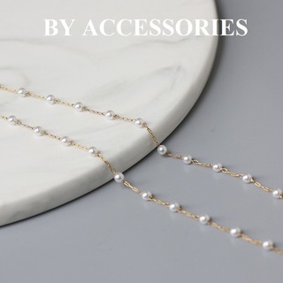 Dây chuyền titan xích phối ngọc trai nhân tạo nhỏ xinh mạ vàng 18K không gỉ WN2442 BY ACCESSORIES