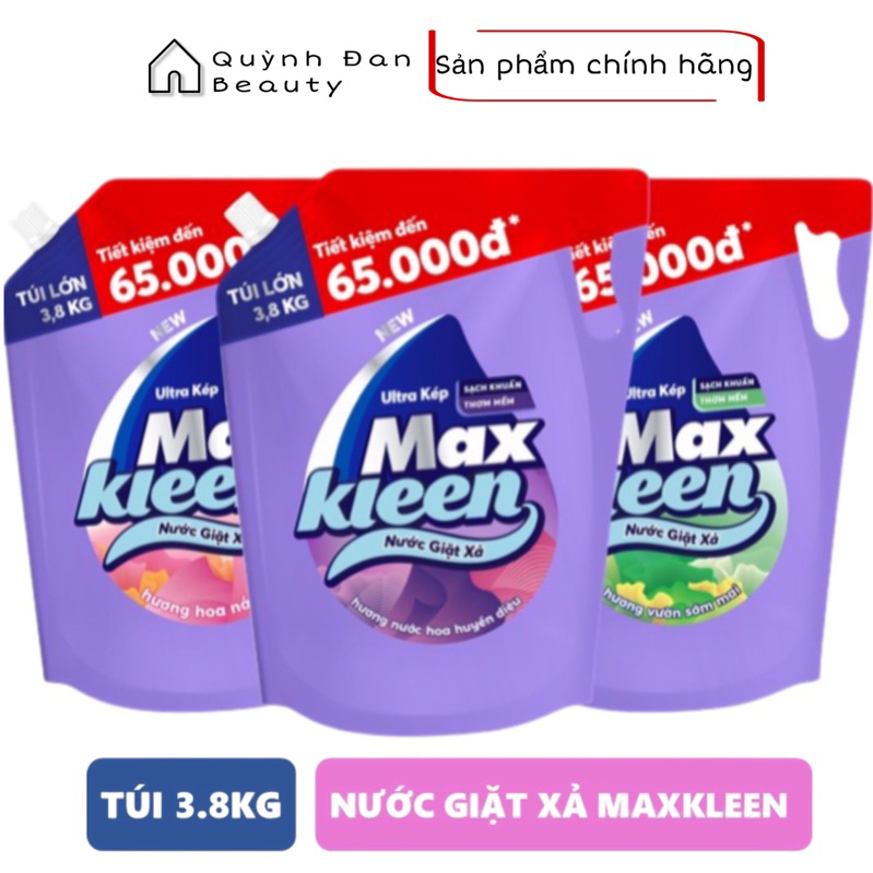 Nước Giặt Xả MaxKleen Túi 3,8kg