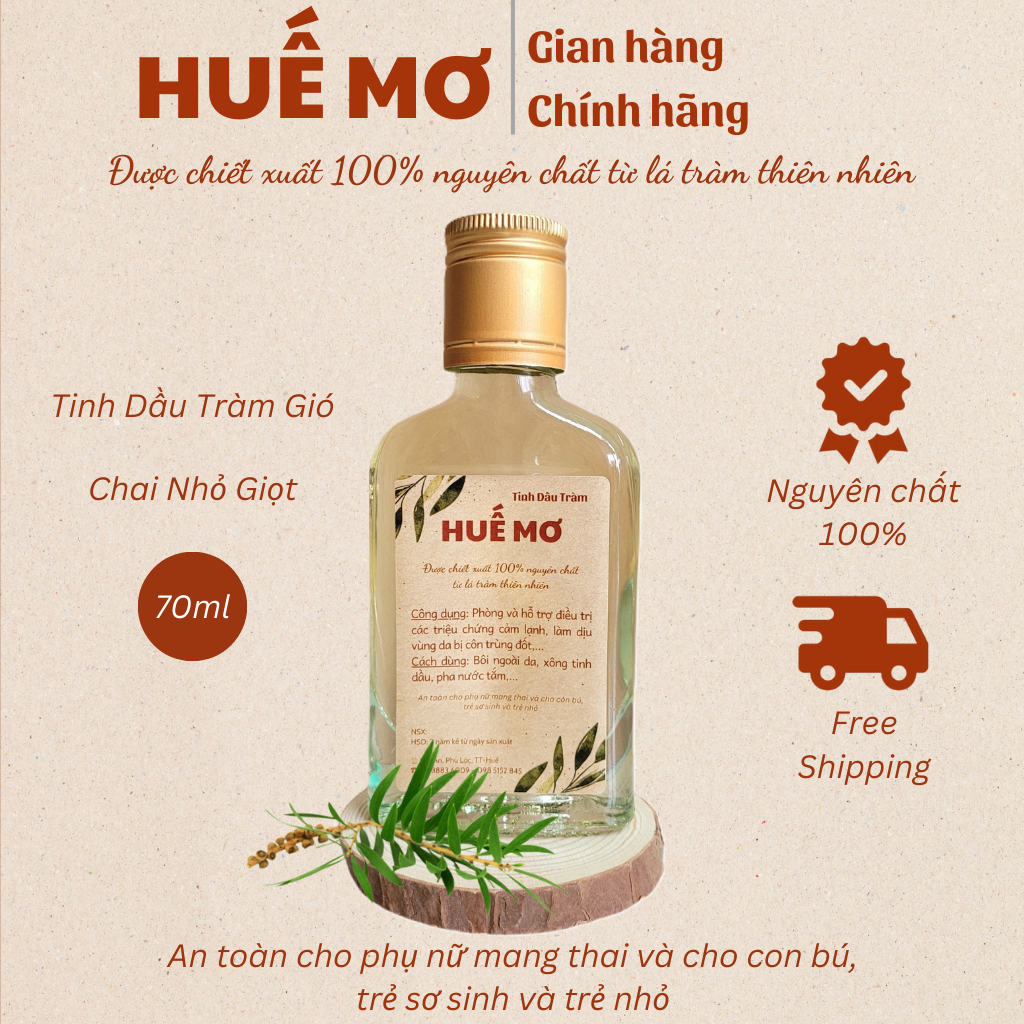 Tinh dầu Tràm Huế nguyên chất HUẾ MƠ - Cho bé & Trẻ sơ sinh - 70ml