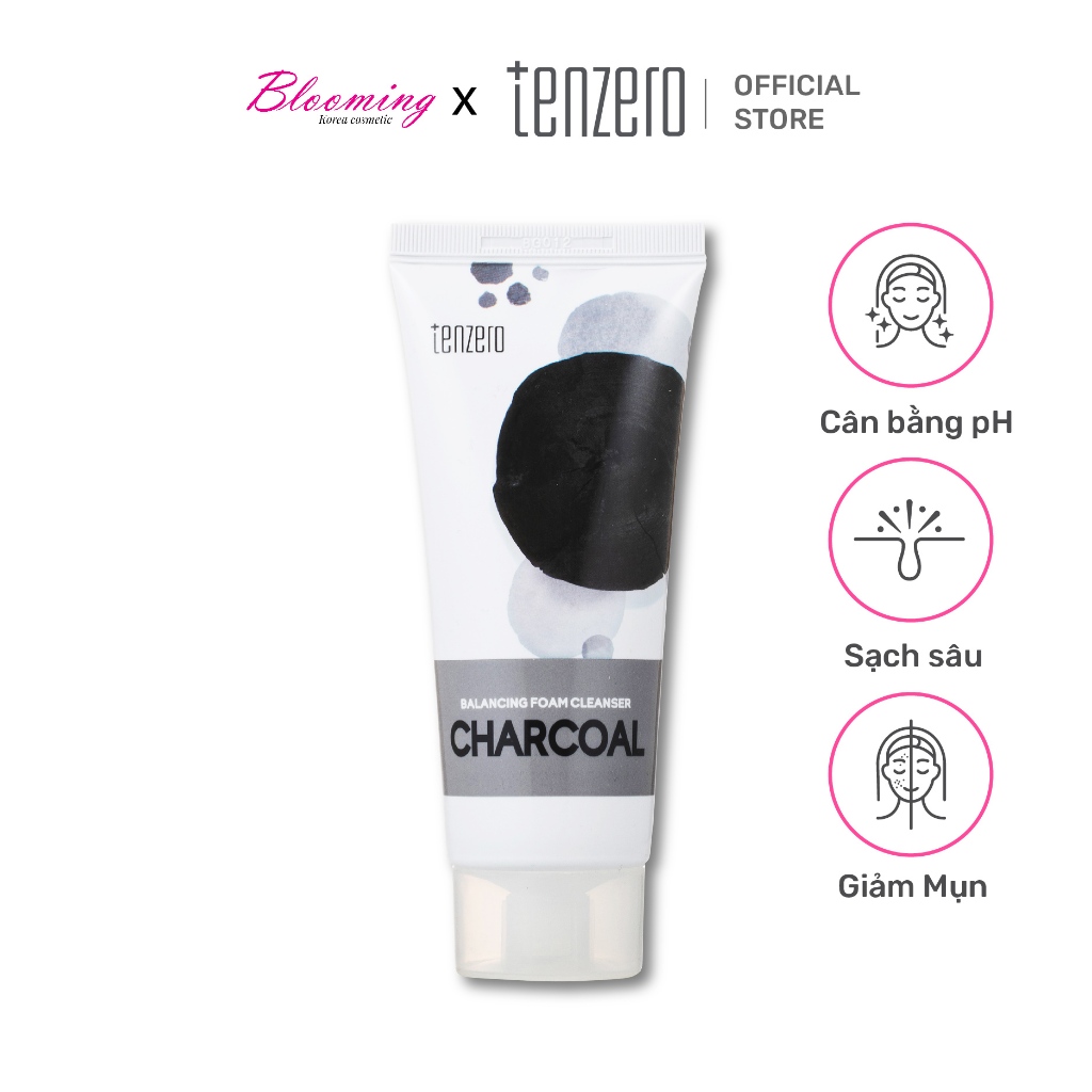 Ảnh Sữa rửa mặt chiết xuất Than Tre cung cấp độ ẩm hấp thụ bã nhờn, Tenzero Balancing Foam Cleanser 1