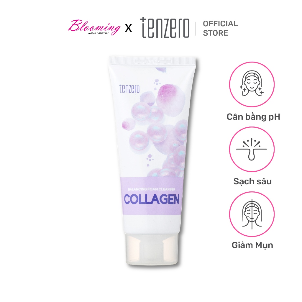 Ảnh Sữa rửa mặt Collagen Tạo Bọt Mềm Mịn Làm Sạch Sâu, Dưỡng ẩm, Căng Bóng Da Tenzero Balancing Foam Cleanser Collagen 100g 1