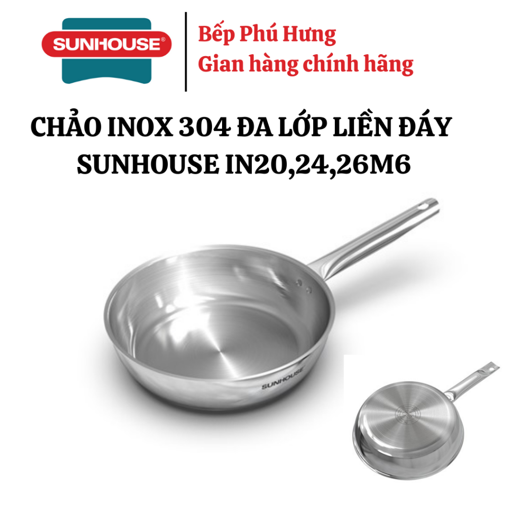 Chảo inox 304 đa lớp liền đáy cao cấp Sunhouse IN20-26M6 - Hàng chính ...