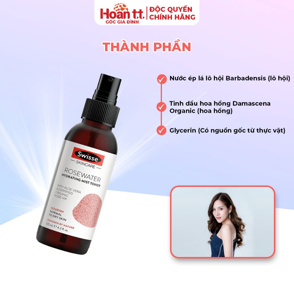 Ảnh Toner Xịt Khoáng Dưỡng Ẩm Da Swisse SC Rosewater Hydrating Mist Tone- Nước Hoa Hồng Dưỡng Da Chăm Sóc Và Giúp Tái Tạo Da 3
