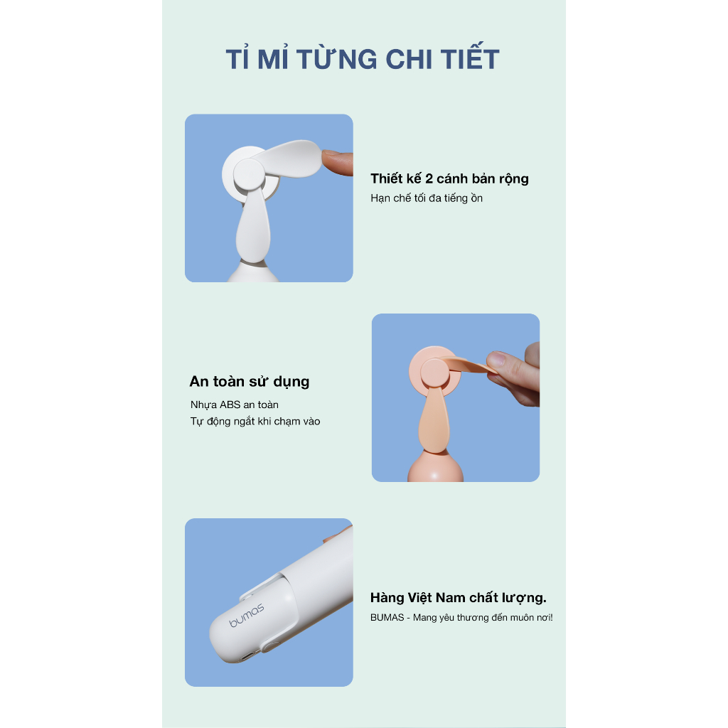 Ảnh Quạt Mini Cầm Tay BUMAS BF03 Pro - Nhỏ Gọn Tiện Lợi - Sử Dụng Đến 24H 2