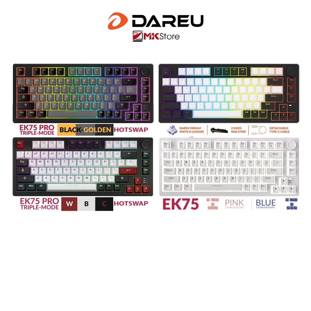 Bàn phím cơ DAREU EK75 Wired / EK75 PRO Triple-mode MKStore | Shopee ...