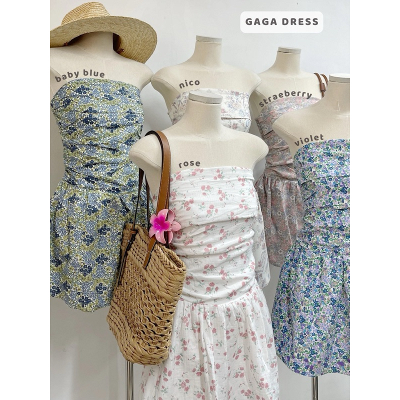 Đầm ống- Đầm cúp ngực dáng xoè hoạ tiết hoa GAGA DRESS