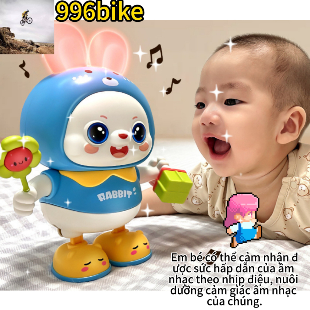 [Tặng Pin] Đồ chơi Thỏ con chạy pin phát đèn, hát nhạc và nhảy, Thỏ cầm ...