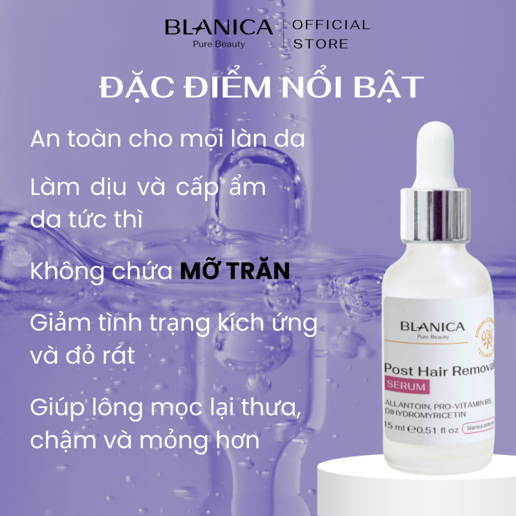 Serum sau tẩy lông BLANICA Post Hair Removal Serum 15ml, giảm kích ứng làm dịu da sau tẩy lông