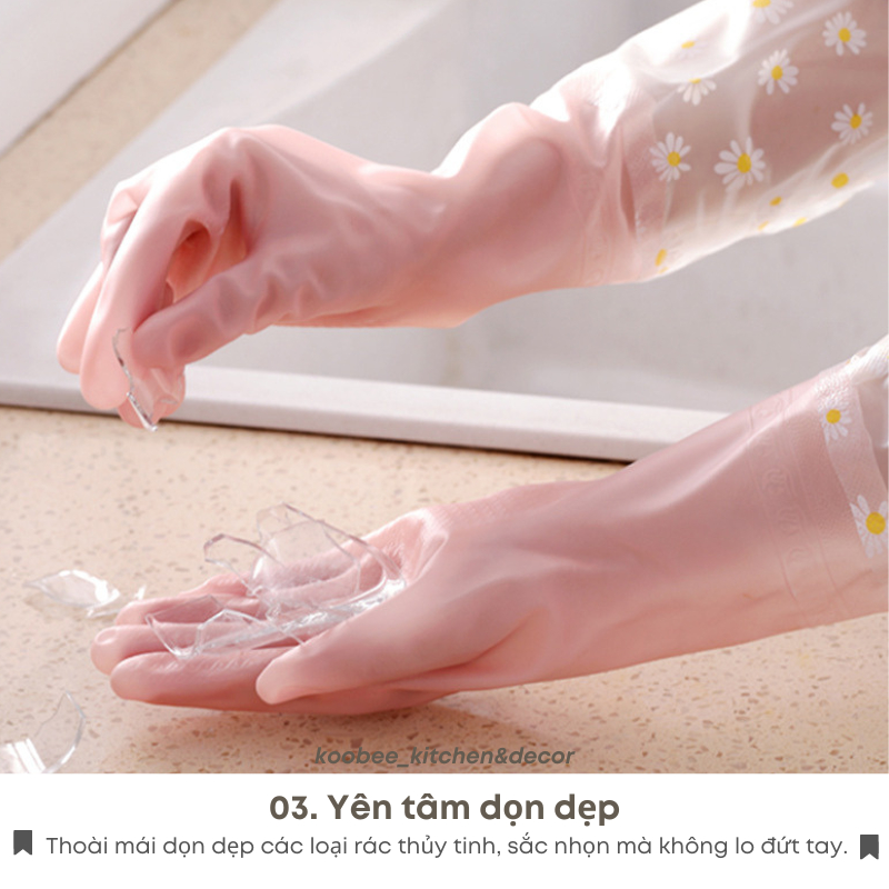 Găng Tay Cao Su Loại Dài Rửa Chén Bát Làm Bếp Siêu Dai Không Mùi Giặt Giũ Tiện Lợi | 038