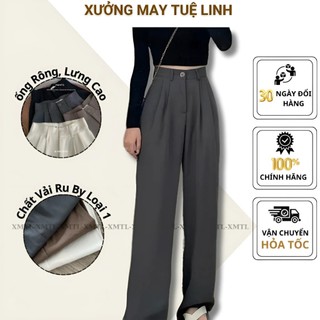 Quần dài ống rộng nữ vải ruby cao cấp, quần suông ống đứng lưng cao 1khuy trước tôn dáng M668 – XMTL