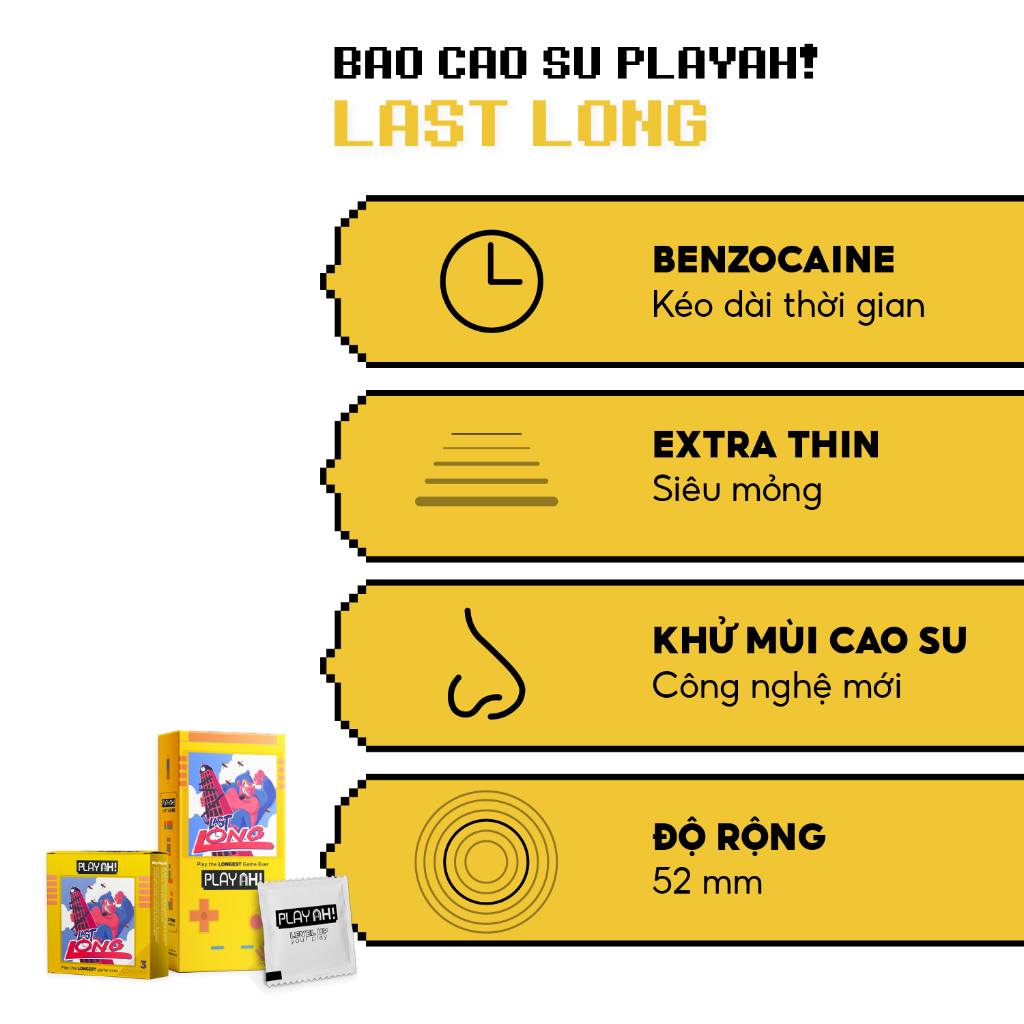Ảnh Combo 2 hộp/3 hộp Bao Cao Su PlayAh Last Long Siêu Mỏng Kéo Dài Thời Gian Hộp 10 bao size 52mm 3