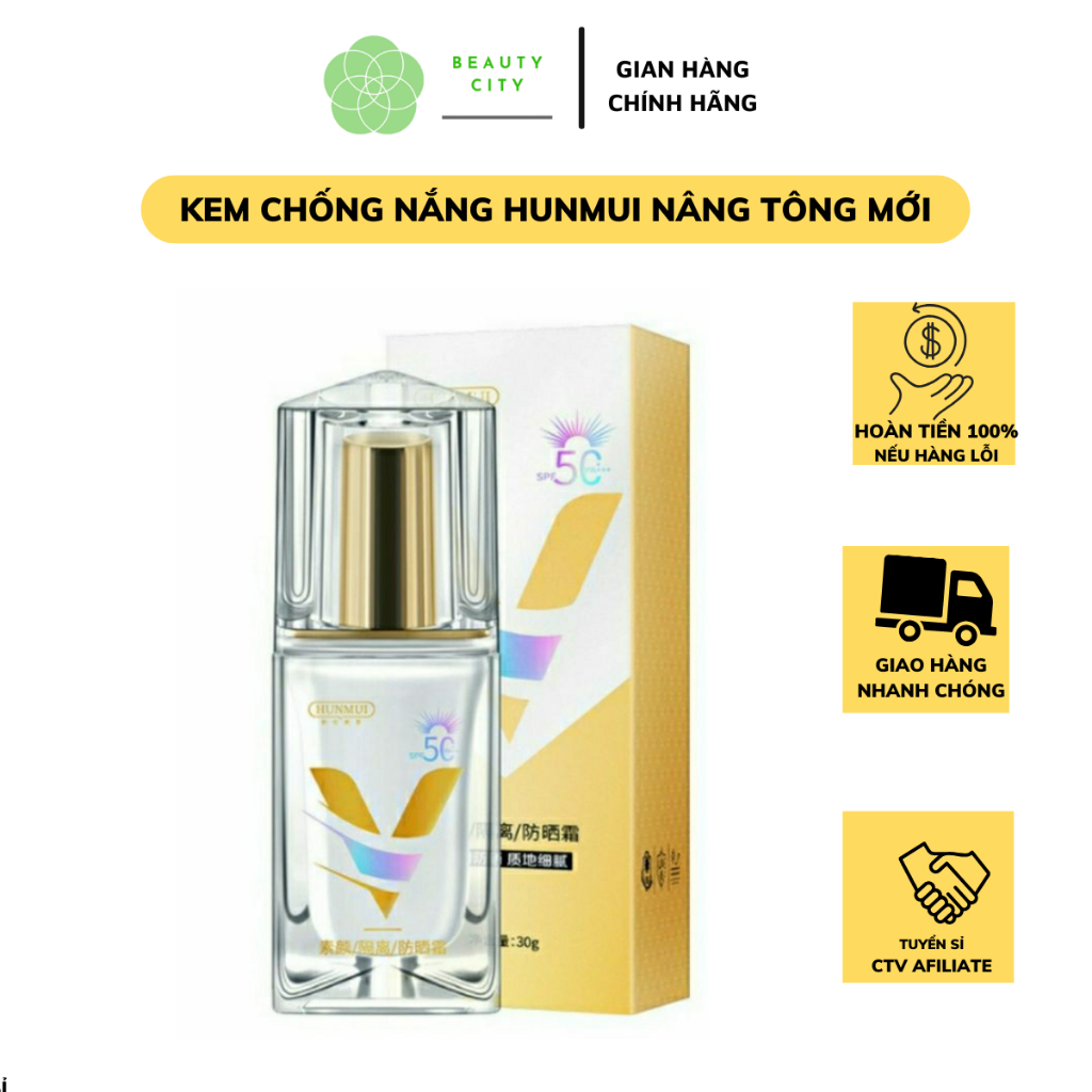 Kem Chống Nắng Trang Điểm HUNMUI 3in1 SPF 50+ PA+++ (30g) Bảo Vệ Da ...