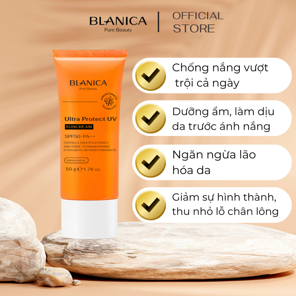 Ảnh Kem chống nắng nâng tone giúp kiềm dầu và làm sáng da BLANICA Ultra Protect UV SunCream SPF50+ PA++++ 50g 2