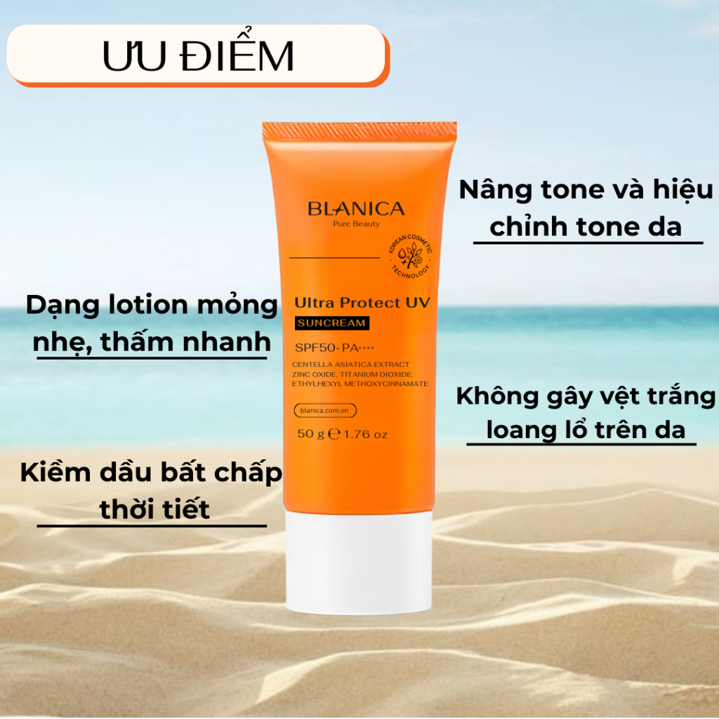 Ảnh Kem chống nắng nâng tone giúp kiềm dầu và làm sáng da BLANICA Ultra Protect UV SunCream SPF50+ PA++++ 50g 3