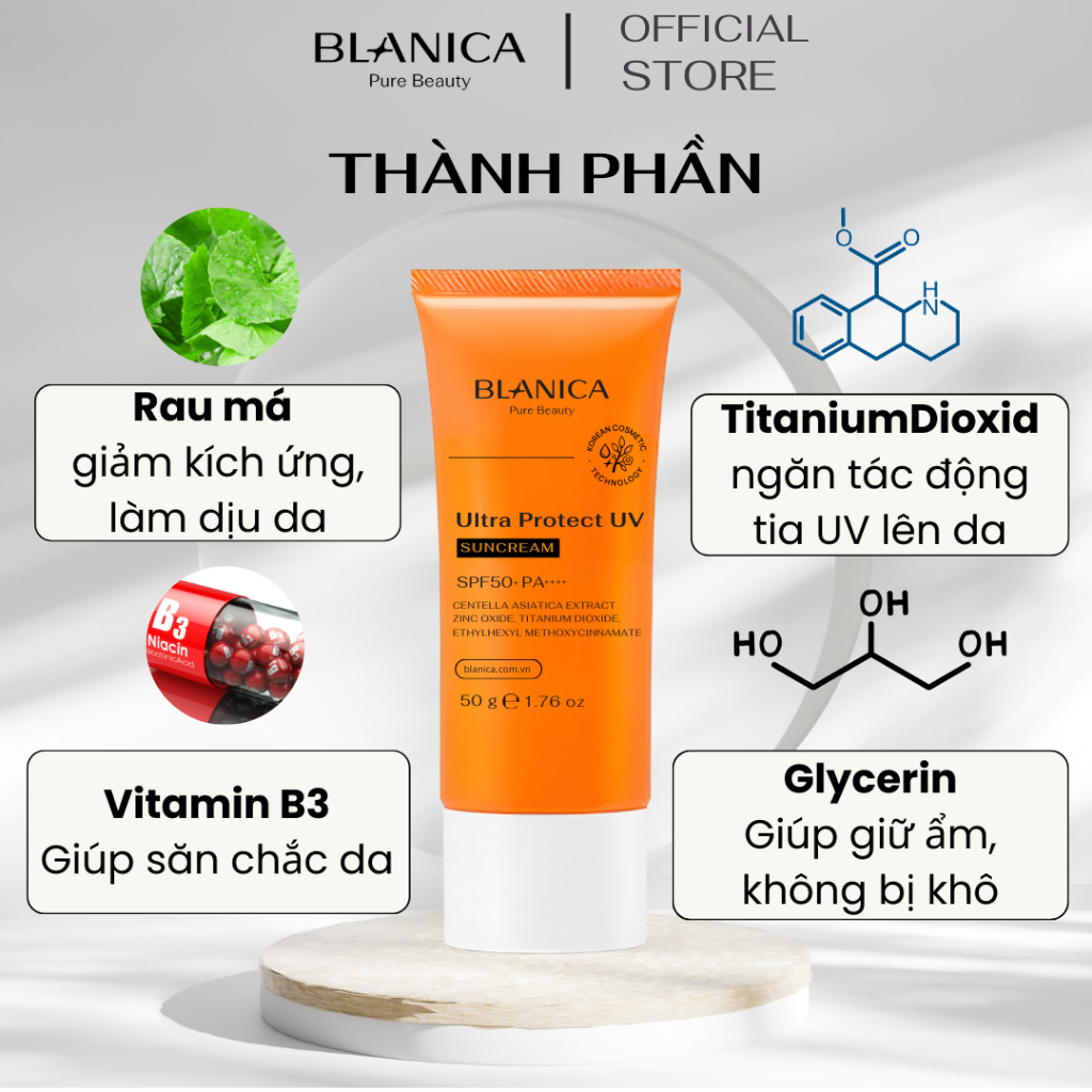 Ảnh Kem chống nắng nâng tone giúp kiềm dầu và làm sáng da BLANICA Ultra Protect UV SunCream SPF50+ PA++++ 50g 4