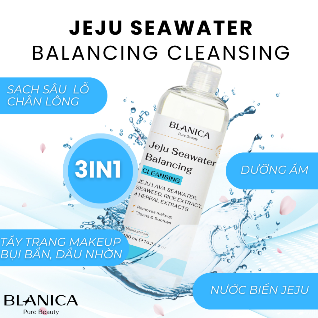 Ảnh Dầu tẩy trang 2 lớp làm sạch sâu lớp trang điểm BLANICA, chiết xuất từ tinh chất biển Jeju 480ml 2