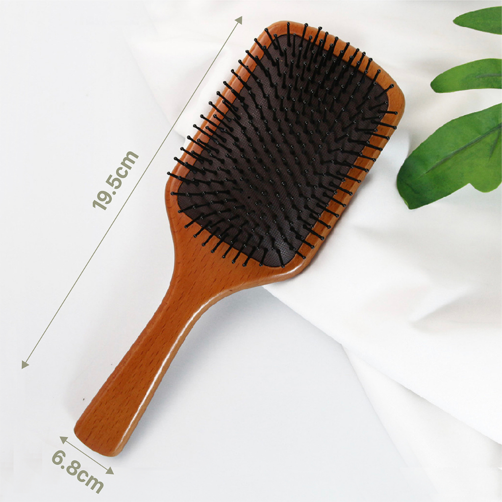 Ảnh Lược gỗ chải tóc gỡ rối chất liệu sồi cao cấp VƯỜN THẢO MỘC massage da đầu chống rụng kích thích mọc tóc thư giãn 3