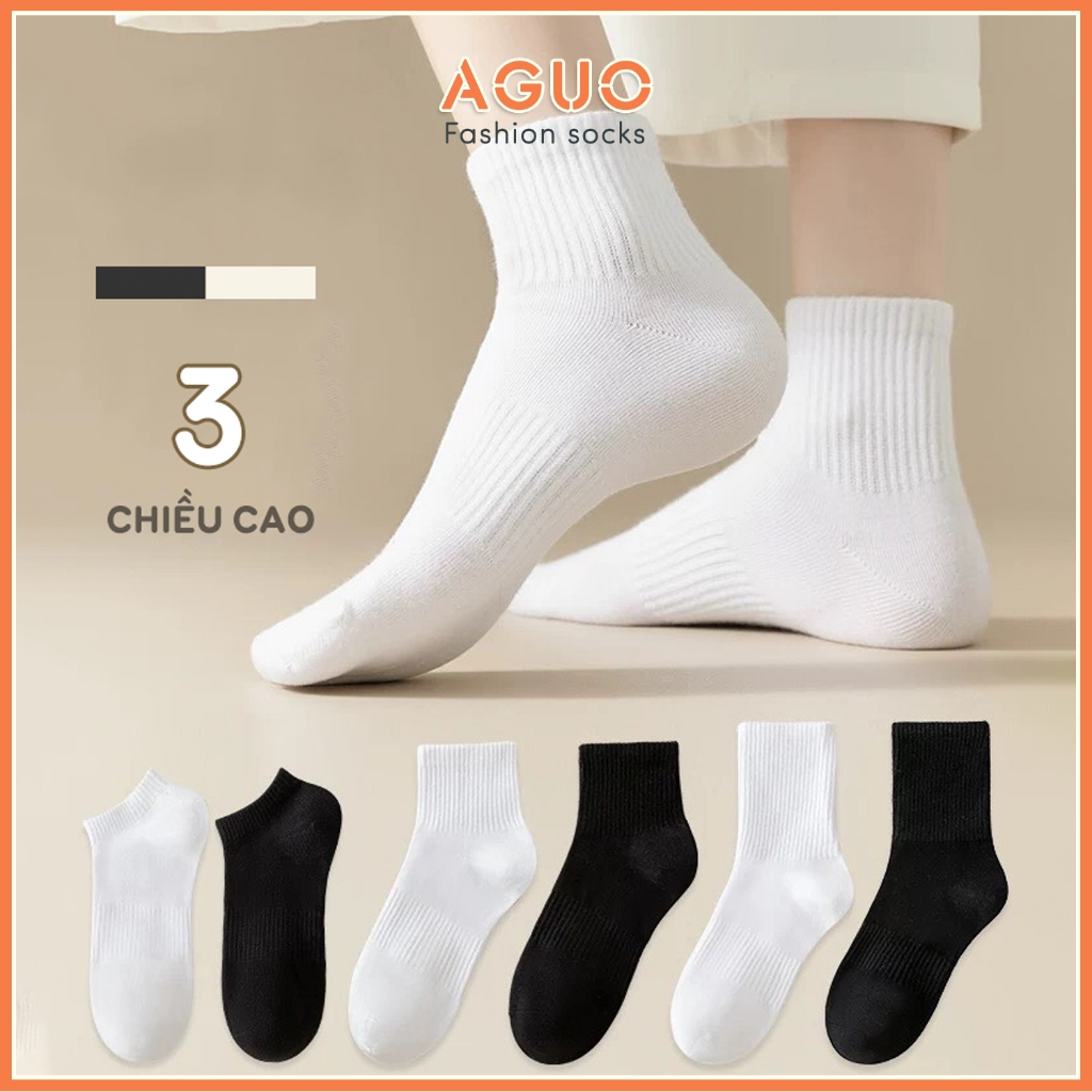 Tất nam nữ bassic dễ phối đồ , tất vớ cotton co dãn bốn chiều thấm hút mô hôi chân - Aguo shop