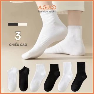 Tất nam nữ bassic dễ phối đồ , tất vớ cotton co dãn bốn chiều thấm hút mô hôi chân - Aguo shop