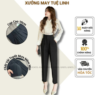 Quần tây công sở nữ dáng baggy, cạp cao 10cm phối 3 nút cài lưng tôn dáng bigsize 420– XMTL