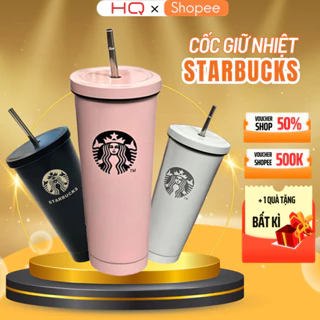 Ly Giữ Nhiệt Starbucks Dung Tích 750ml Tặng Kèm Ống Hút Với Chất Liệu Inox Cao Cấp Không Gỉ, Giữ Nhiệt Lâu