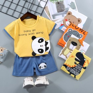 [ HÀNG QC] Set Đồ Ngủ, Bộ Quần Áo Mùa Hè Cotton Đanh Mịn Ngắn Tay Mềm Mát Quảng Châu Cao Cấp Cho Bé Trai Bé Gái