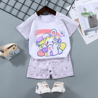 [ HÀNG QC] Set Đồ Ngủ, Bộ Quần Áo Mùa Hè Cotton Đanh Mịn Ngắn Tay Mềm Mát Quảng Châu Cao Cấp Cho Bé Trai Bé Gái