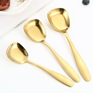 ( Muỗng vuông ) Muỗng Inox 304 Lòng Vuông Sâu Khắc Trên Thân Rõ Ràng  Vừa Miệng 2 Màu Vàng và Bạc