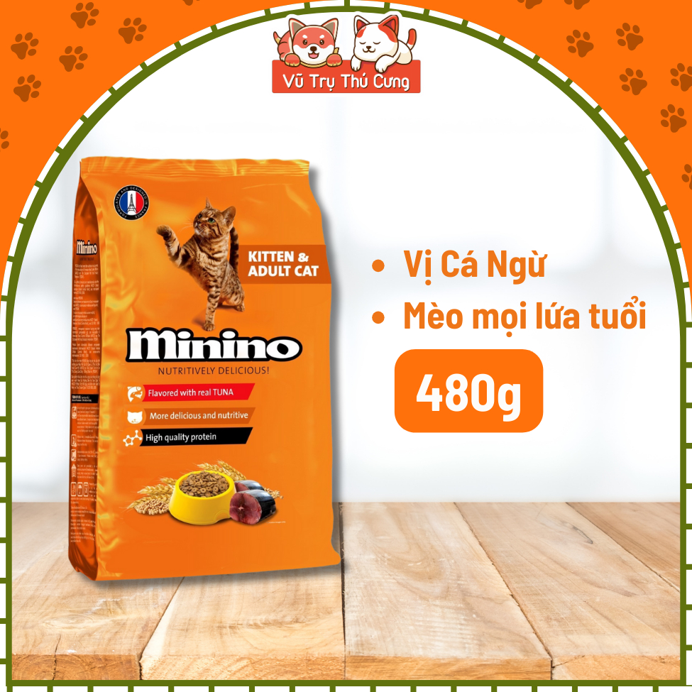 Combo 3 Gói Hạt Minino Tuna Cho Mèo Vị Cá Ngừ 480g