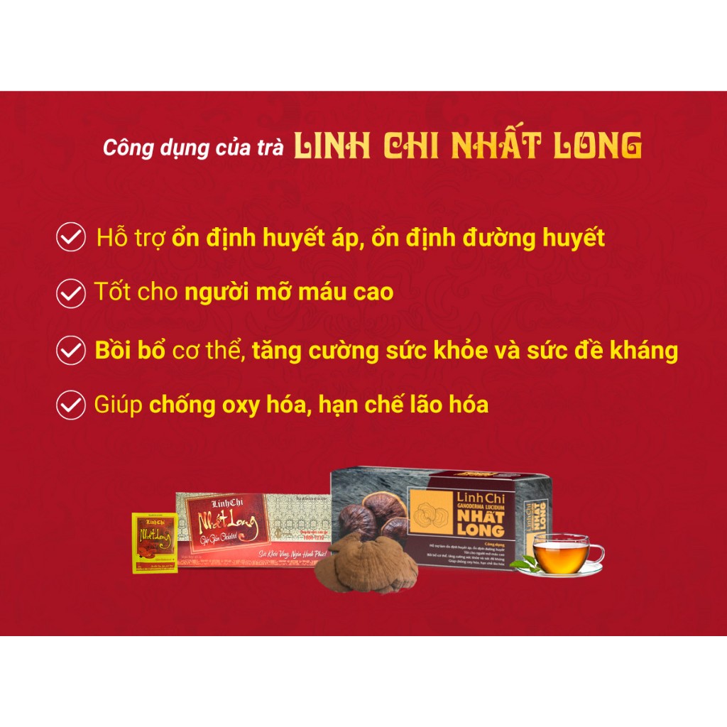 Trà Thảo Dược Linh Chi Nhất Long - Ổn Định Huyết Áp, Giảm Tiểu Đường, Men Gan Cao, Mỡ Máu, Ngủ Ngon
