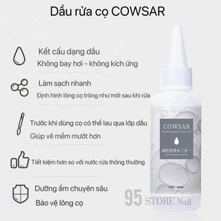 Dầu rửa cọ COWSAR - làm sạch và phục hồi dưỡng ẩm cọ , chống chẻ ngọn tè đầu cọ