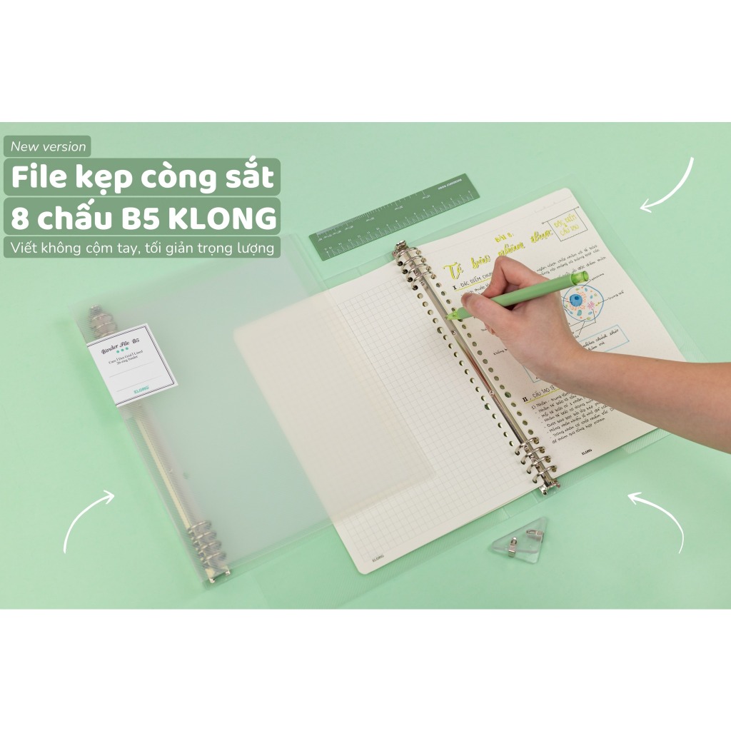File bìa Binder còng sắt Klong B5 8 chấu, Bìa file tiện lợi thay refill ...
