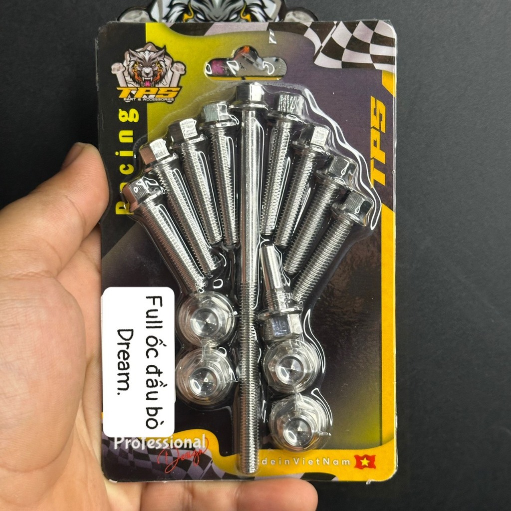 Combo full ốc đầu bò Wave, Dream, Funeo, Fuled thương hiệu TPS chất liệu inox 304 cao cấp