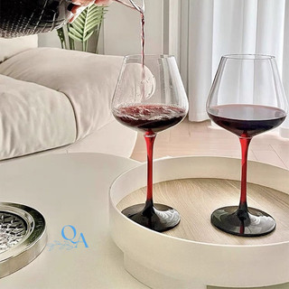 Ly Vang Thuỷ Tinh Pha Lê Cao Cấp|Ly Vang Sâm Panh | Ly Vang Chân Đỏ 450ml|Ly Uống Vang Đỏ Wine Glass