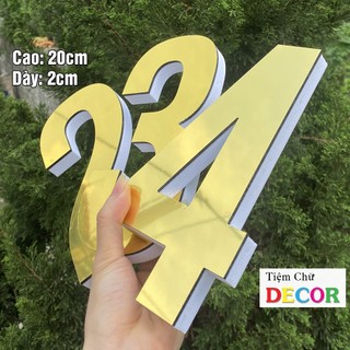 Chữ Nổi Vàng Gương 20cm T1 In Hoa Dán Tường Trang Trí Tiệm - Chữ Decor Biển quảng cáo Chất Liệu Fomex Alu