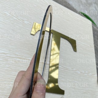 Chữ Vàng Gương In Hoa Cao 20cm dày 3mm T2 dán tường, Chữ Decor Biển quảng cáo Chất Liệu Alu dán biển quảng cáo