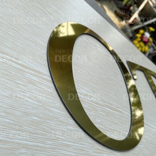 Chữ Vàng Gương In Hoa Cao 20cm dày 3mm T2 dán tường, Chữ Decor Biển quảng cáo Chất Liệu Alu dán biển quảng cáo