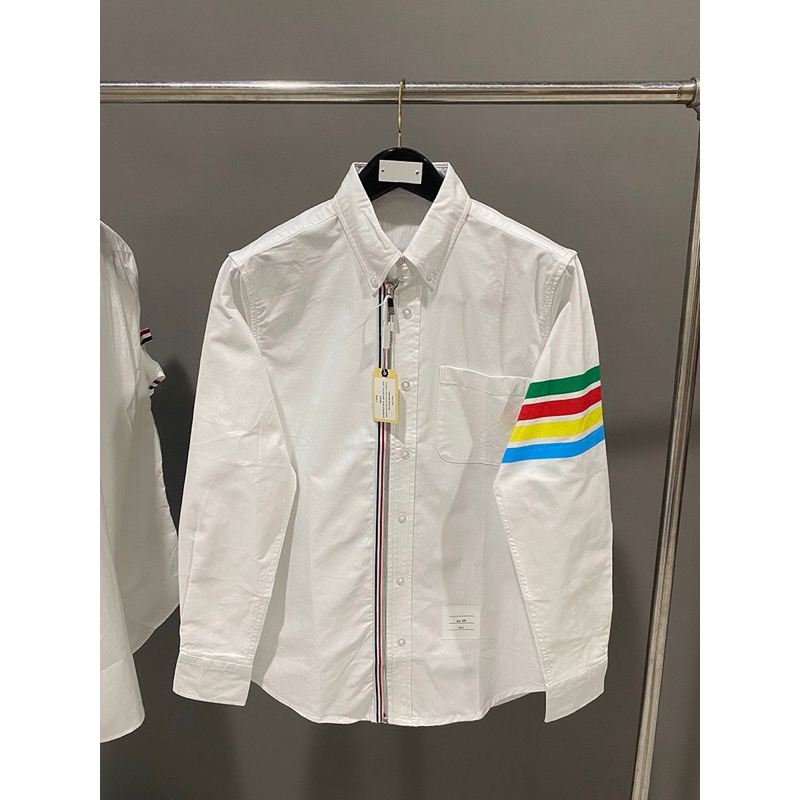 ⚡️[Hight Quality] Áo Sơ Mi Tho.m Nam Nữ Vải Oxford - Điểm Nhấn Khóa Kéo Phối 4 Vạch Cầu Vồng Cao Cấp - Qccc Full Túi Tag