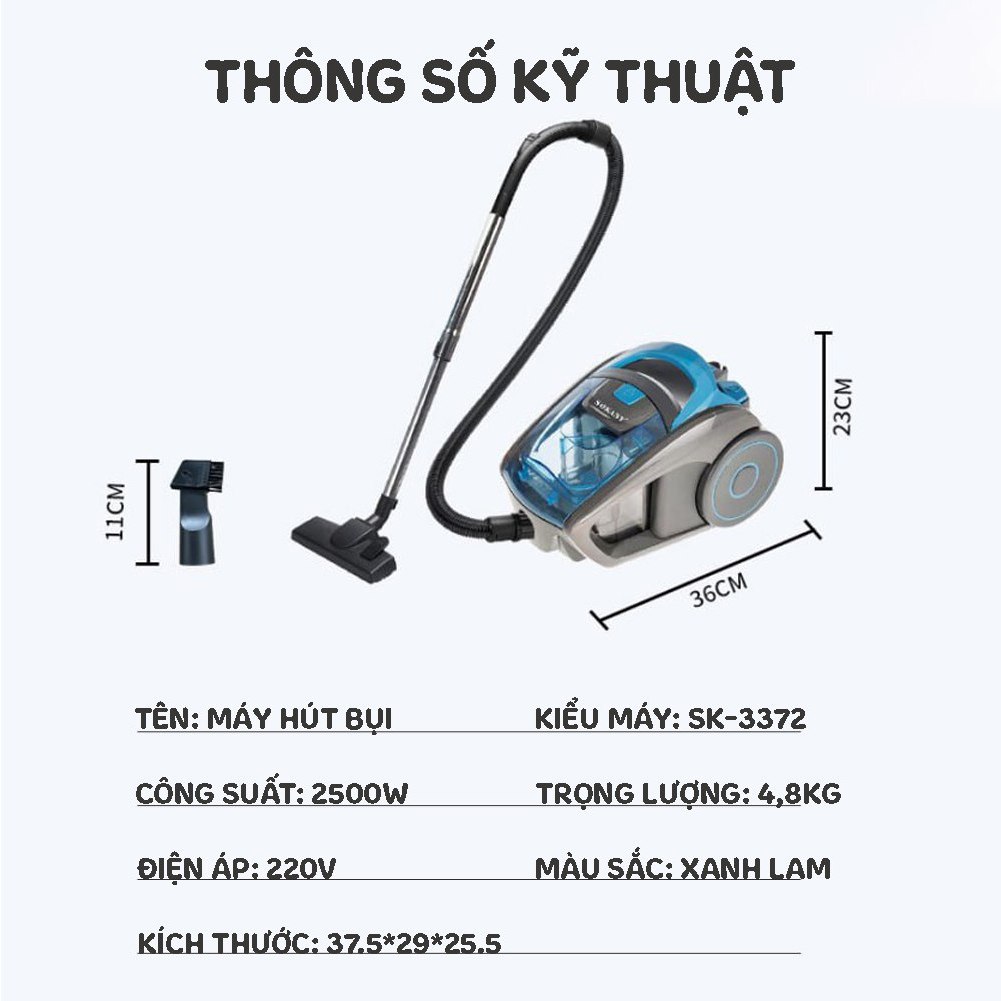 Ảnh Máy hút bụi gia đình công suất lớn 2500W SOKANY SK-3372, lực hút mạnh giảm tiếng ồn 2