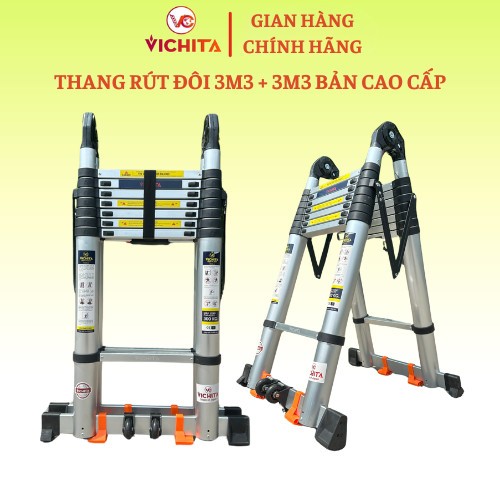 [Thang Chữ A] Thang Nhôm Rút Đôi Chữ A Dài 6M6 (3.3M+3.3M) Chính Hãng ...